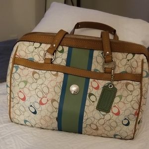 Coach summer satchel, multi colored C's.